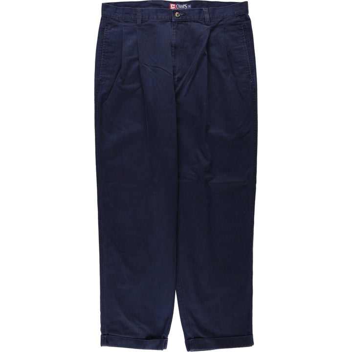 Ralph Lauren CHAPS Chino Pants, Men's W35 (approx.), Two-Pleat. cotton navy blue type Vintage Second Hand