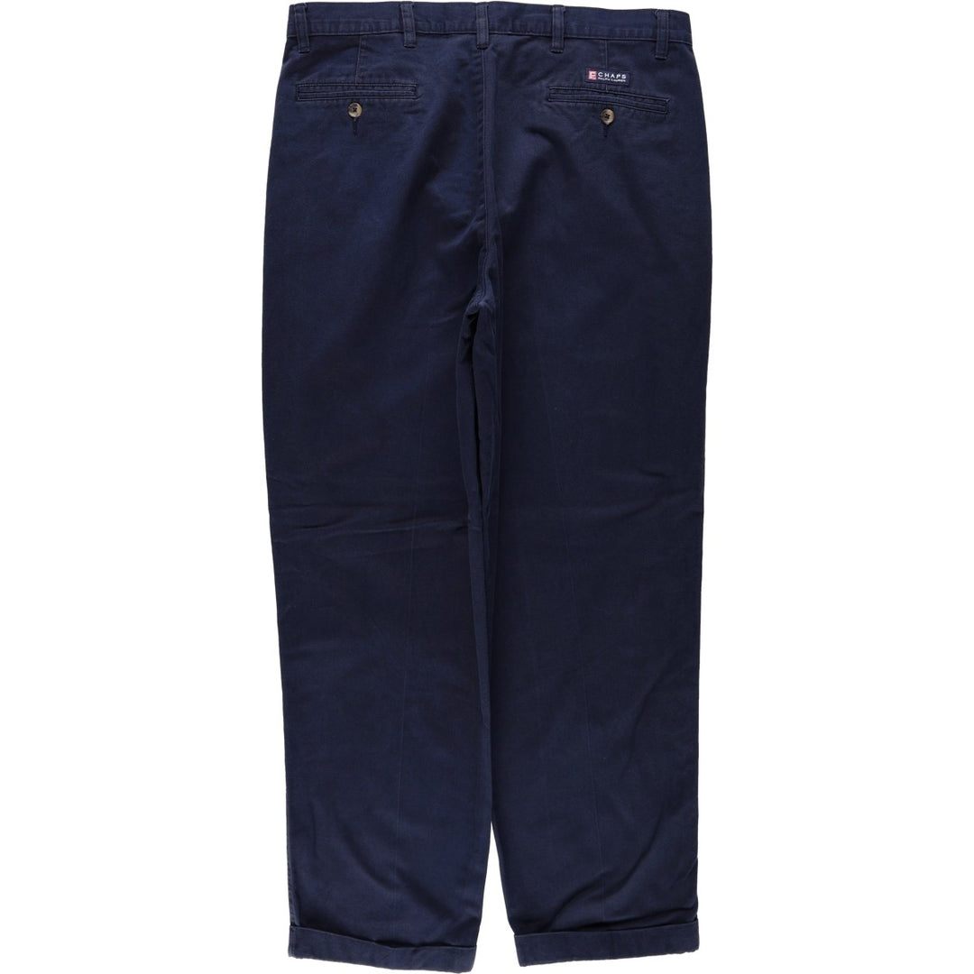Ralph Lauren CHAPS Chino Pants, Men's W35 (approx.), Two-Pleat. cotton navy blue type Vintage Second Hand