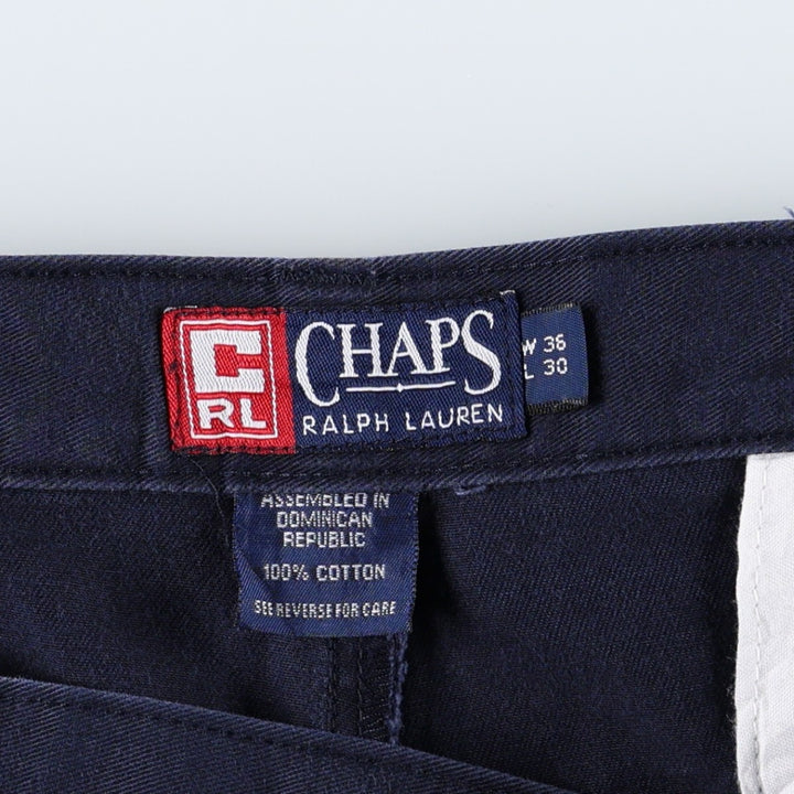 Ralph Lauren CHAPS Chino Pants, Men's W35 (approx.), Two-Pleat. cotton navy blue type Vintage Second Hand