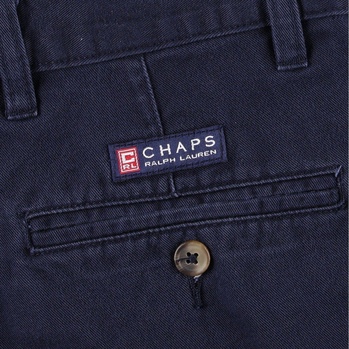 Ralph Lauren CHAPS Chino Pants, Men's W35 (approx.), Two-Pleat. cotton navy blue type Vintage Second Hand