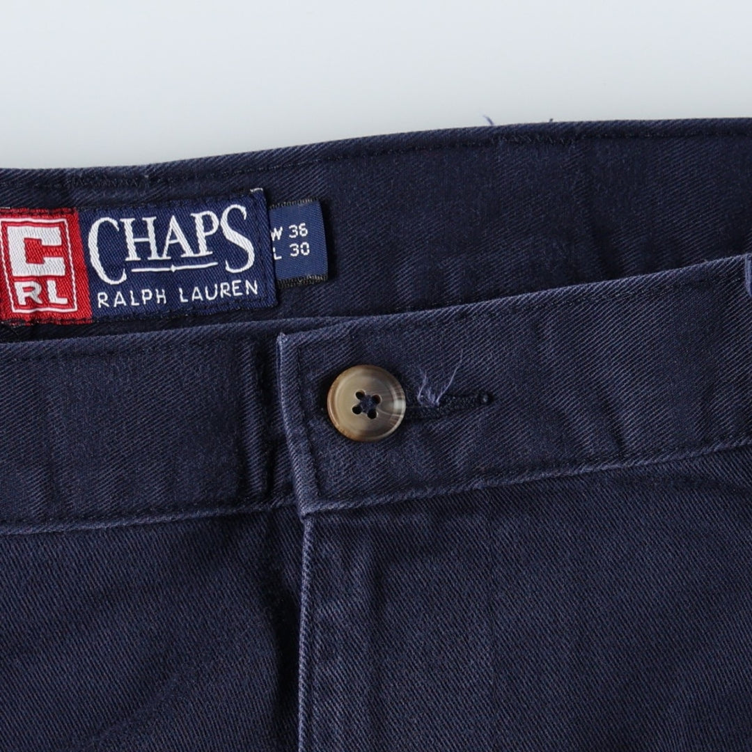 Ralph Lauren CHAPS Chino Pants, Men's W35 (approx.), Two-Pleat. cotton navy blue type Vintage Second Hand