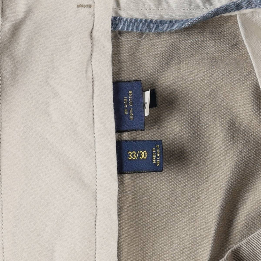 Ralph Lauren POLO RALPH LAUREN CLASSIC FIT PLEATED Chino Pants, Men's Size W33 (approx.) cotton Beige type Vintage Second Hand