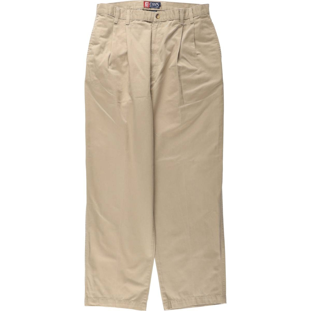 Ralph Lauren CHAPS Two-Pleat Chino Pants, Men's Size W34 (approx.) cotton beige type brown Vintage Second Hand
