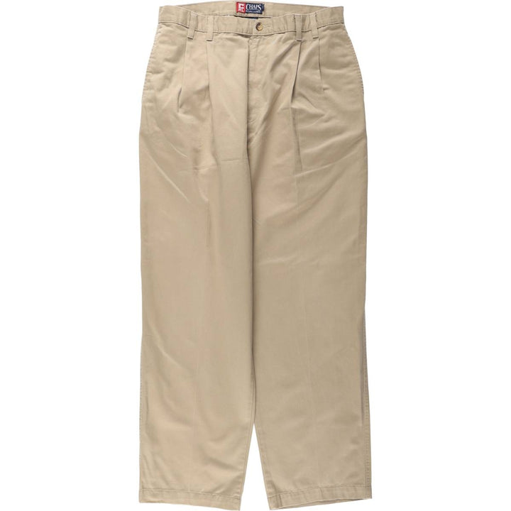Ralph Lauren CHAPS Two-Pleat Chino Pants, Men's Size W34 (approx.) cotton beige type brown Vintage Second Hand