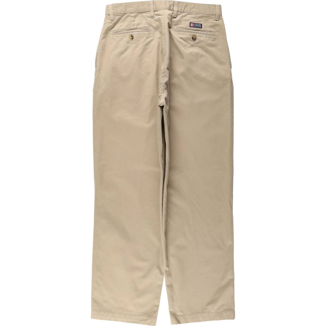 Ralph Lauren CHAPS Two-Pleat Chino Pants, Men's Size W34 (approx.) cotton beige type brown Vintage Second Hand