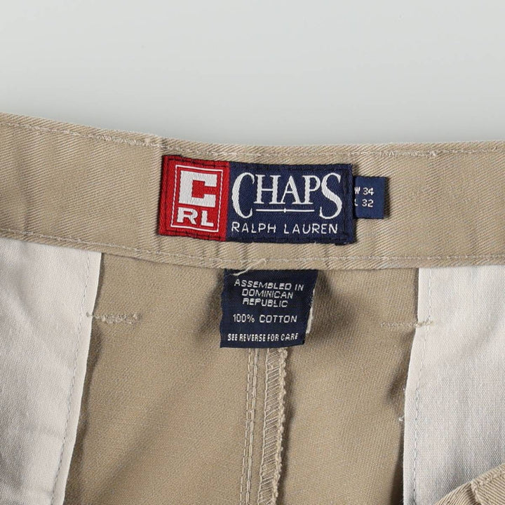 Ralph Lauren CHAPS Two-Pleat Chino Pants, Men's Size W34 (approx.) cotton beige type brown Vintage Second Hand