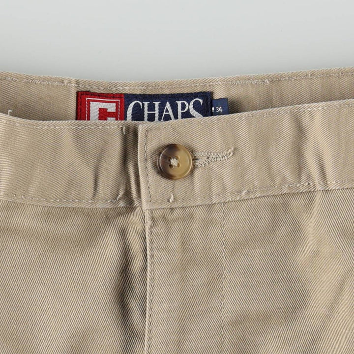 Ralph Lauren CHAPS Two-Pleat Chino Pants, Men's Size W34 (approx.) cotton beige type brown Vintage Second Hand
