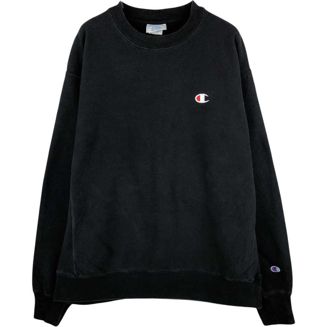 Champion REVERSE WEAVE Reverse Weave One Point Logo Sweatshirt Trainer Men's L size cotton black type Vintage Second Hand