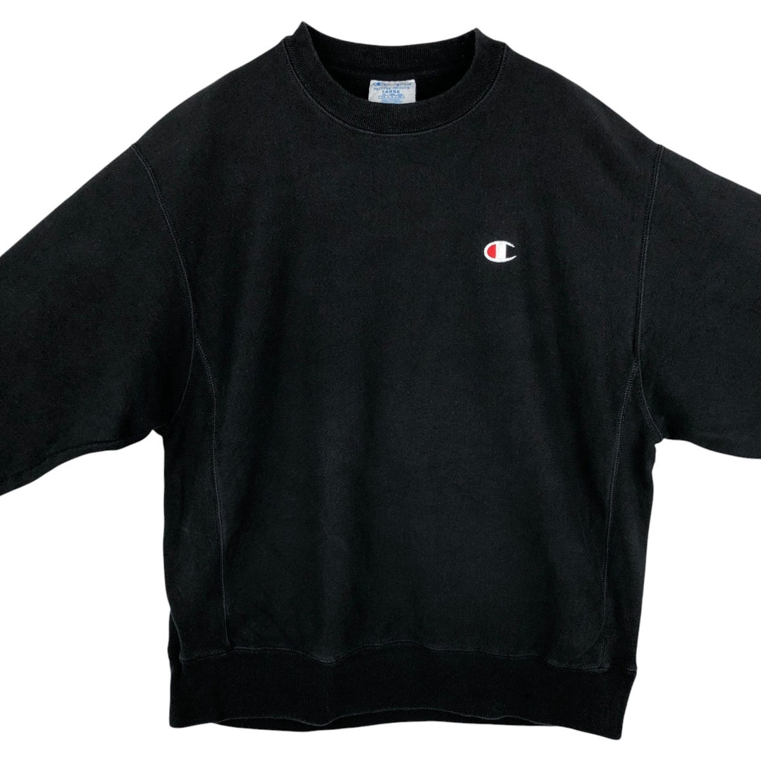 Champion REVERSE WEAVE Reverse Weave One Point Logo Sweatshirt Trainer Men's L size cotton black type Vintage Second Hand