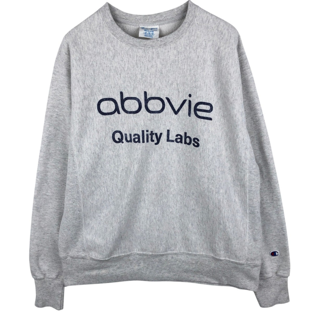 Champion REVERSE WEAVE Advertising Print Sweatshirt (Men's Size M) unclear gray type Vintage Second Hand