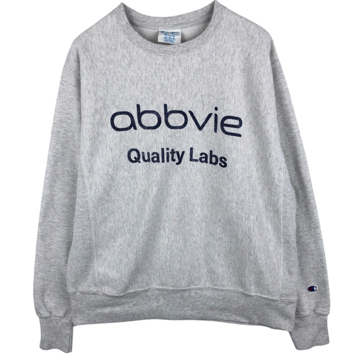 Champion REVERSE WEAVE Advertising Print Sweatshirt (Men's Size M) unclear gray type Vintage Second Hand
