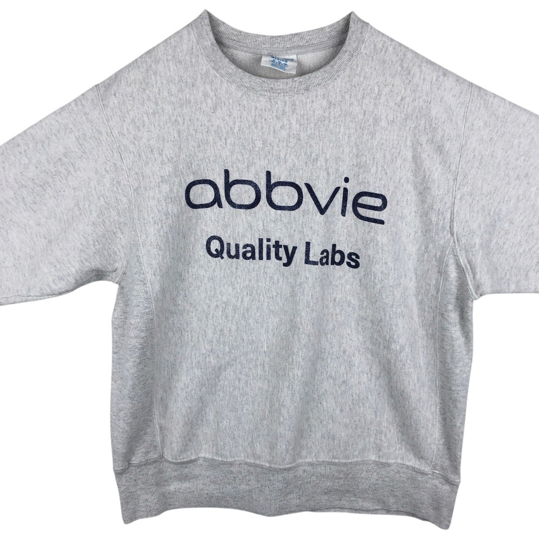 Champion REVERSE WEAVE Advertising Print Sweatshirt (Men's Size M) unclear gray type Vintage Second Hand