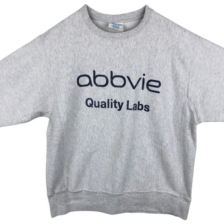 Champion REVERSE WEAVE Advertising Print Sweatshirt (Men's Size M) unclear gray type Vintage Second Hand