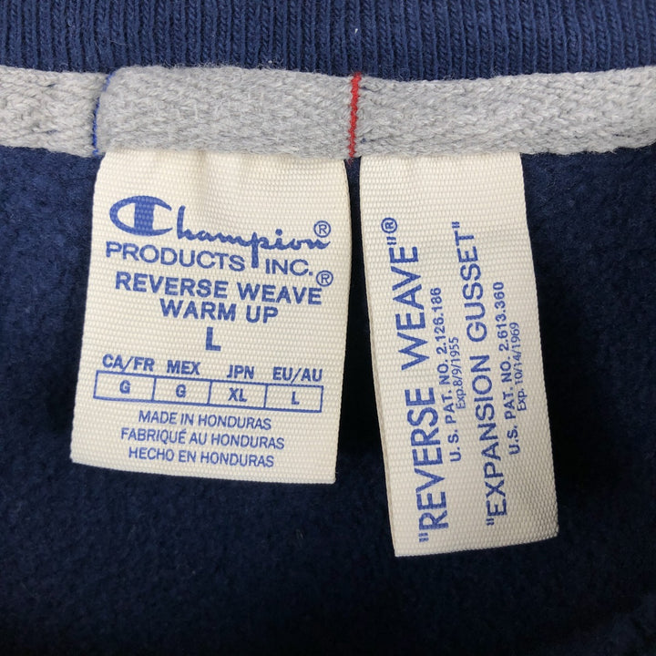 Champion REVERSE WEAVE WARM UP Plain Blank Sweatshirt (Men's Size L) cotton navy blue type Vintage Second Hand