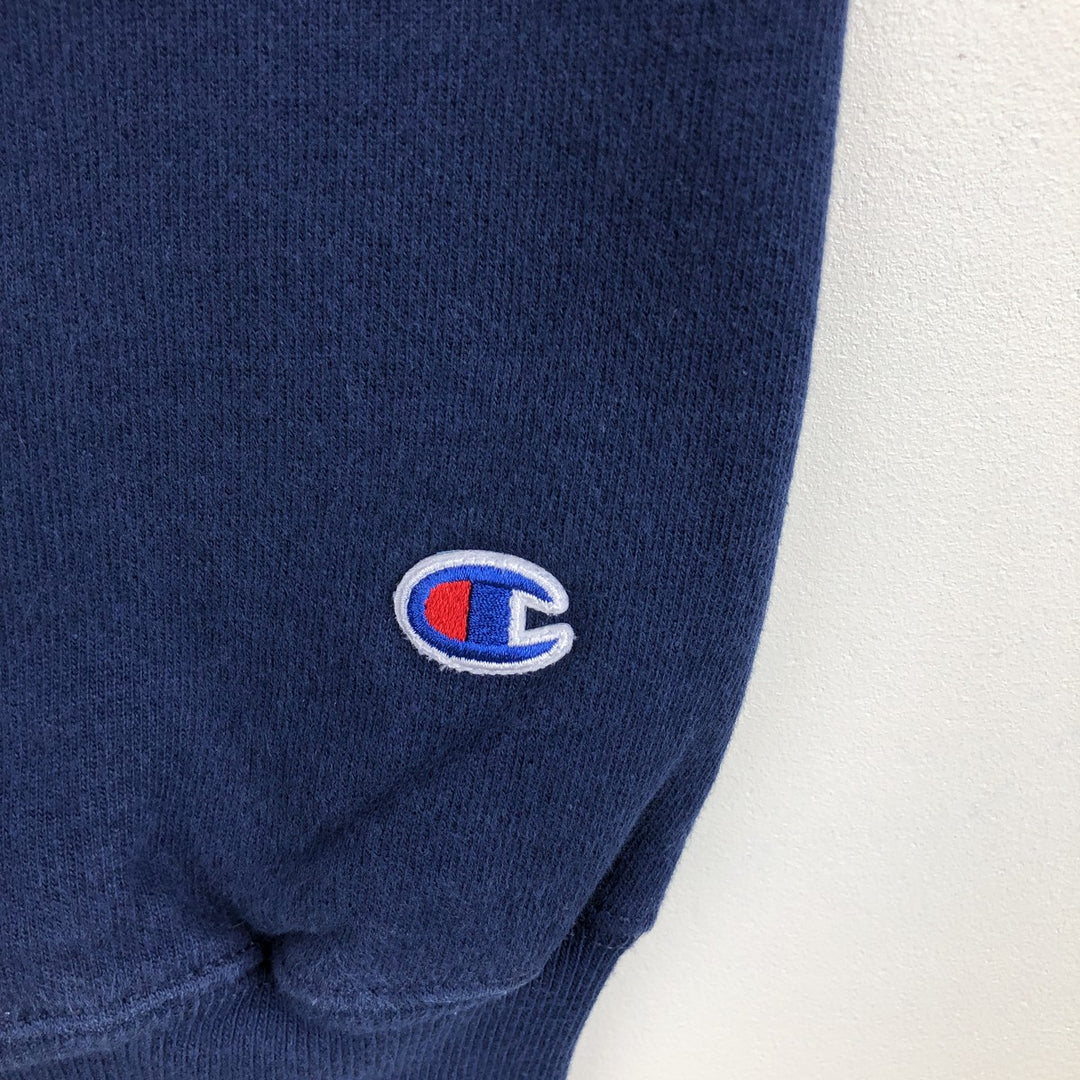 Champion REVERSE WEAVE WARM UP Plain Blank Sweatshirt (Men's Size L) cotton navy blue type Vintage Second Hand