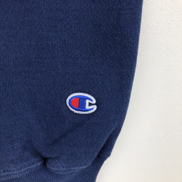 Champion REVERSE WEAVE WARM UP Plain Blank Sweatshirt (Men's Size L) cotton navy blue type Vintage Second Hand