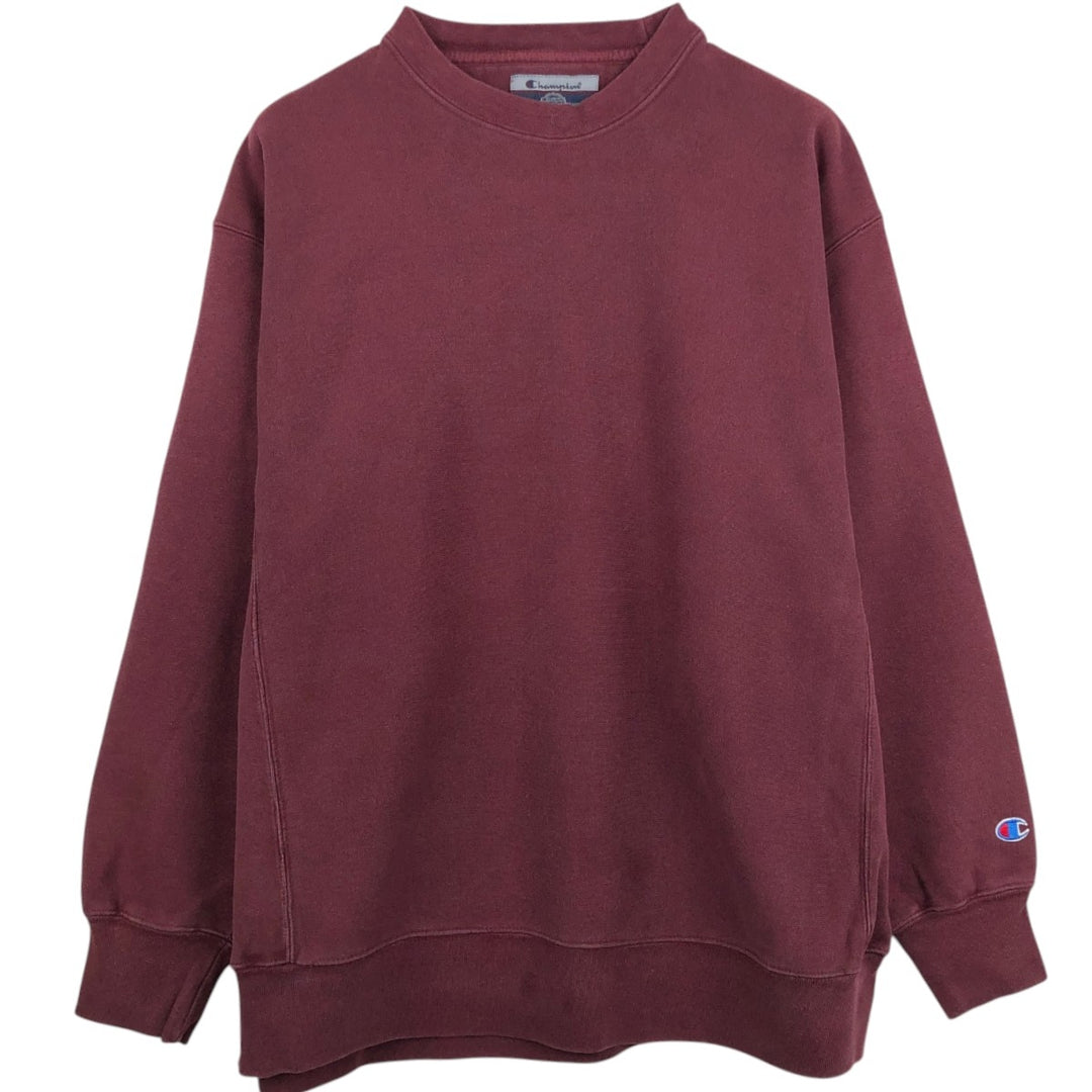2000'S Champion Original Reverse Weave Blank Sweatshirt (Men's XL equivalent) cotton burgundy type Vintage Second Hand