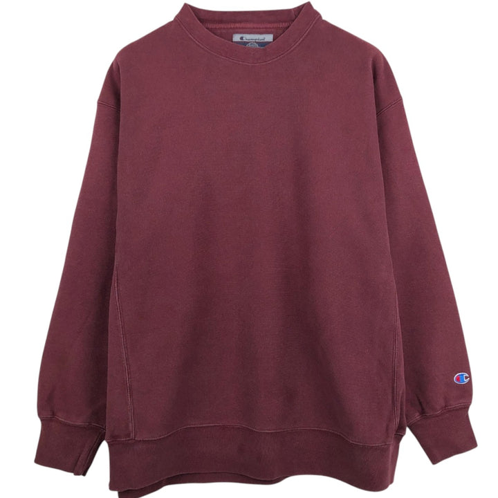 2000'S Champion Original Reverse Weave Blank Sweatshirt (Men's XL equivalent) cotton burgundy type Vintage Second Hand
