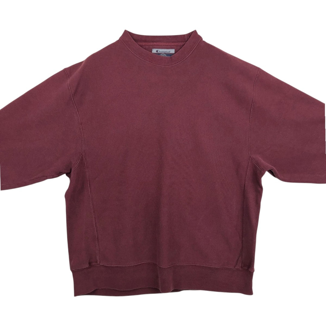 2000'S Champion Original Reverse Weave Blank Sweatshirt (Men's XL equivalent) cotton burgundy type Vintage Second Hand