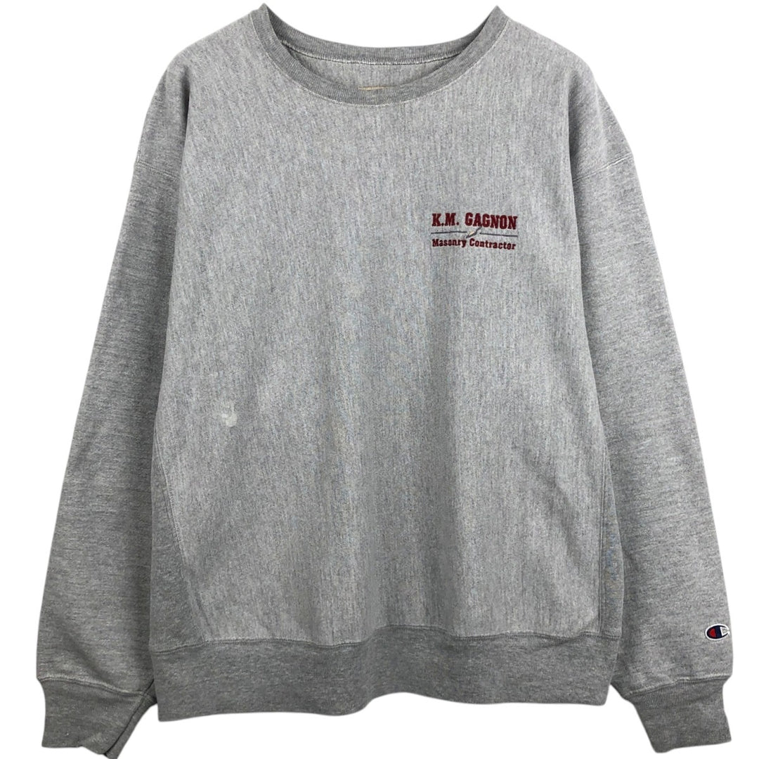 00'S Champion Premium Reverse Weave Advertising Sweatshirt Trainer Men's XL unclear gray type Vintage Second Hand