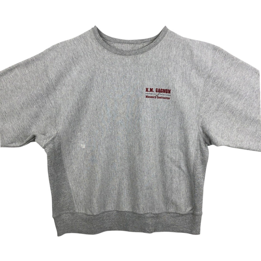 00'S Champion Premium Reverse Weave Advertising Sweatshirt Trainer Men's XL unclear gray type Vintage Second Hand