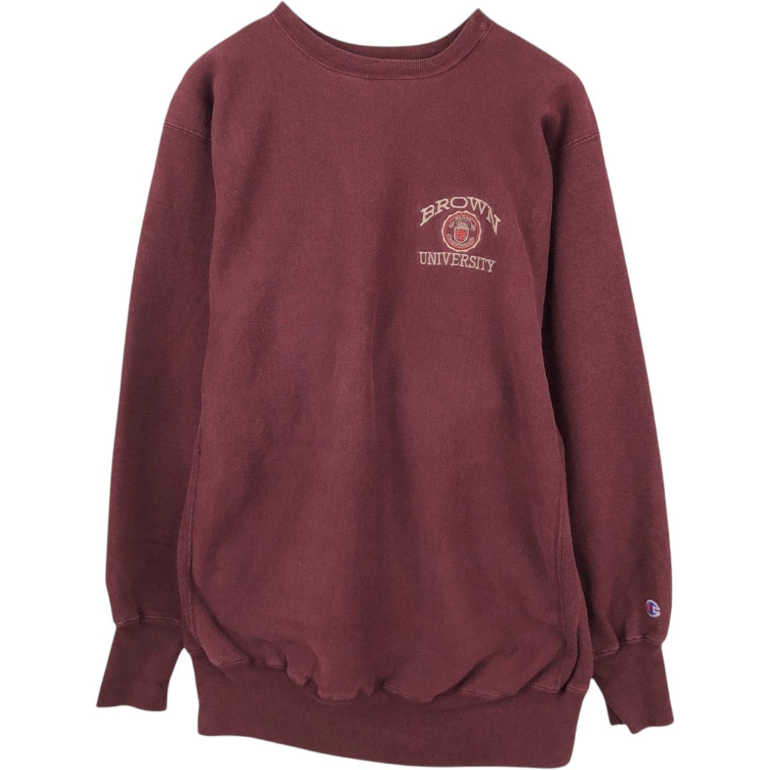 90'S Champion Reverse Weave Brown University College Sweatshirt, Made in USA, Men's XXL equivalent. cotton burgundy type Vintage Second Hand