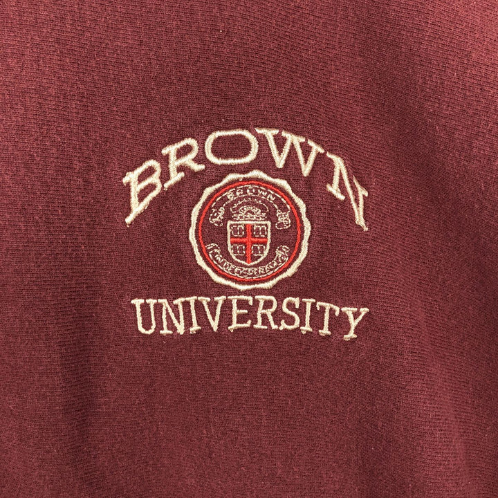 90'S Champion Reverse Weave Brown University College Sweatshirt, Made in USA, Men's XXL equivalent. cotton burgundy type Vintage Second Hand
