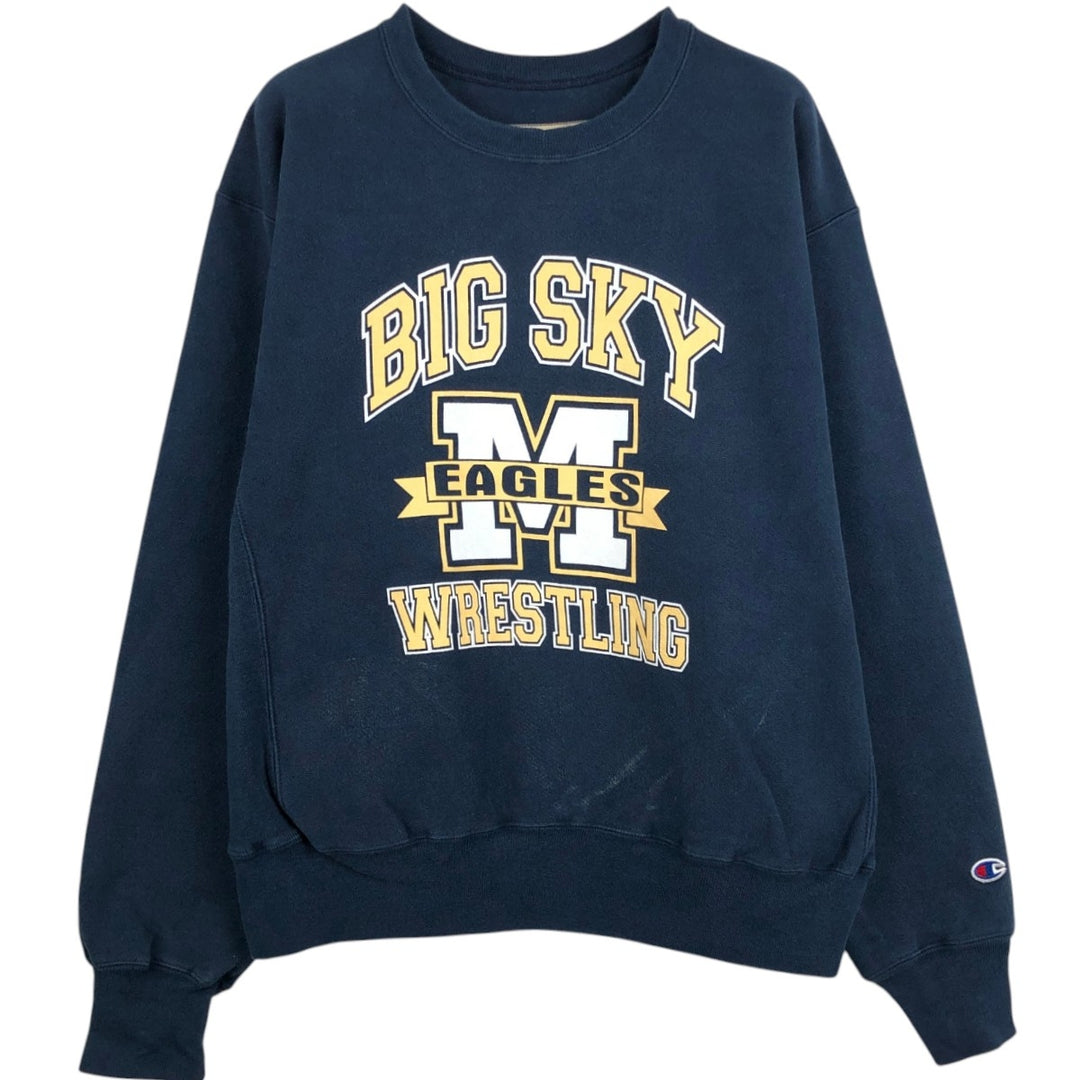 2000'S Champion Premium Reverse Weave Triple Print College Sweatshirt (Men's XL equivalent) unclear navy blue type Vintage Second Hand
