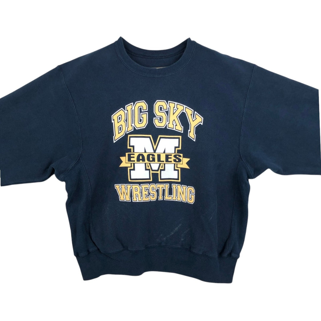 2000'S Champion Premium Reverse Weave Triple Print College Sweatshirt (Men's XL equivalent) unclear navy blue type Vintage Second Hand