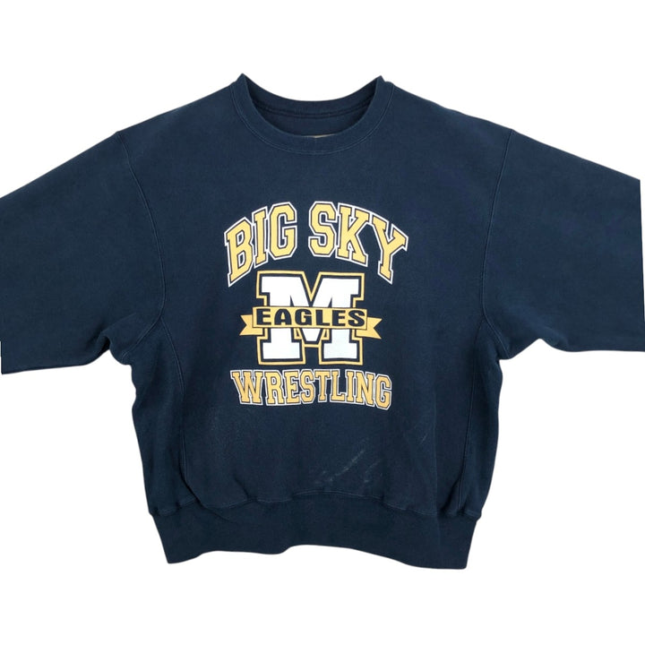 2000'S Champion Premium Reverse Weave Triple Print College Sweatshirt (Men's XL equivalent) unclear navy blue type Vintage Second Hand