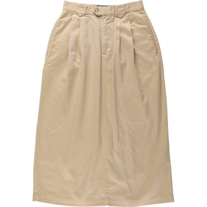 RUFF HEWN Cotton Midi-Length Two-Pleat A-Line Chino Skirt (Women's Size M) cotton Beige type Vintage Second Hand