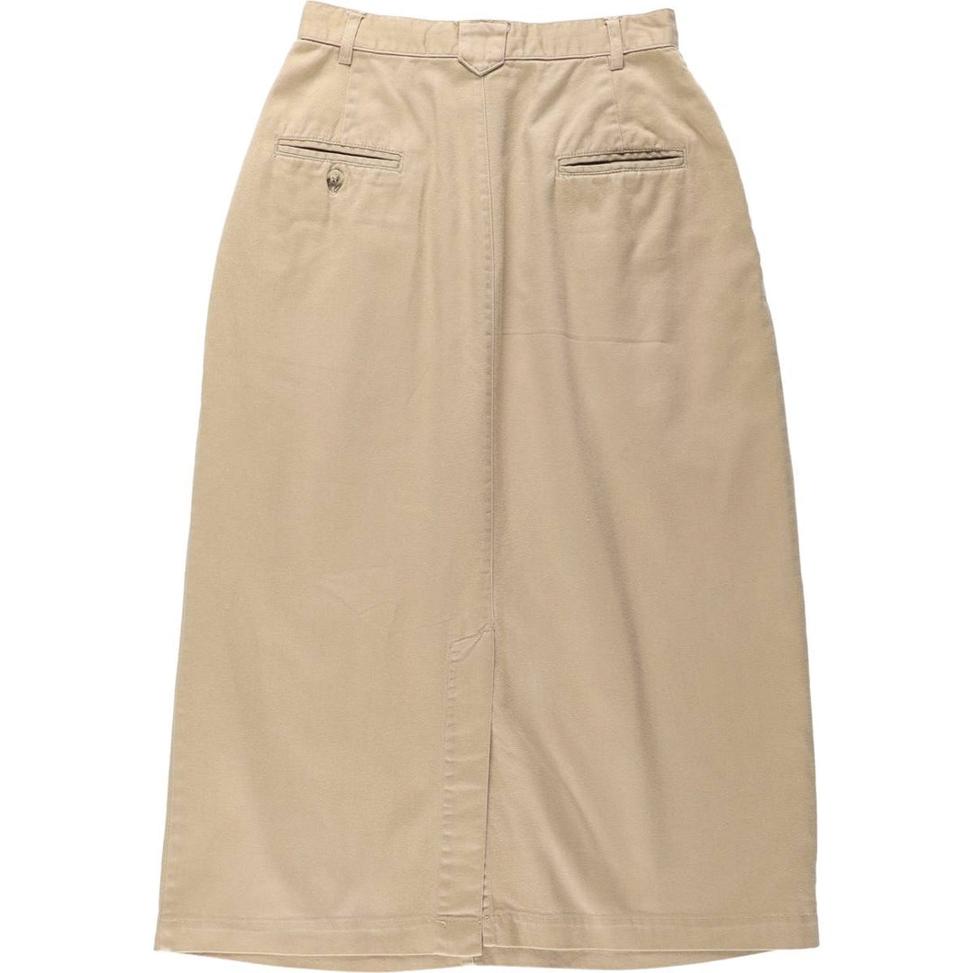 RUFF HEWN Cotton Midi-Length Two-Pleat A-Line Chino Skirt (Women's Size M) cotton Beige type Vintage Second Hand