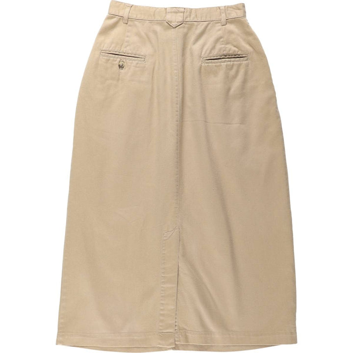 RUFF HEWN Cotton Midi-Length Two-Pleat A-Line Chino Skirt (Women's Size M) cotton Beige type Vintage Second Hand