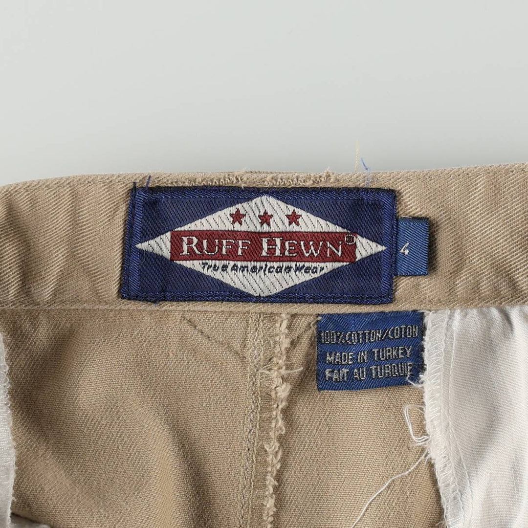 RUFF HEWN Cotton Midi-Length Two-Pleat A-Line Chino Skirt (Women's Size M) cotton Beige type Vintage Second Hand