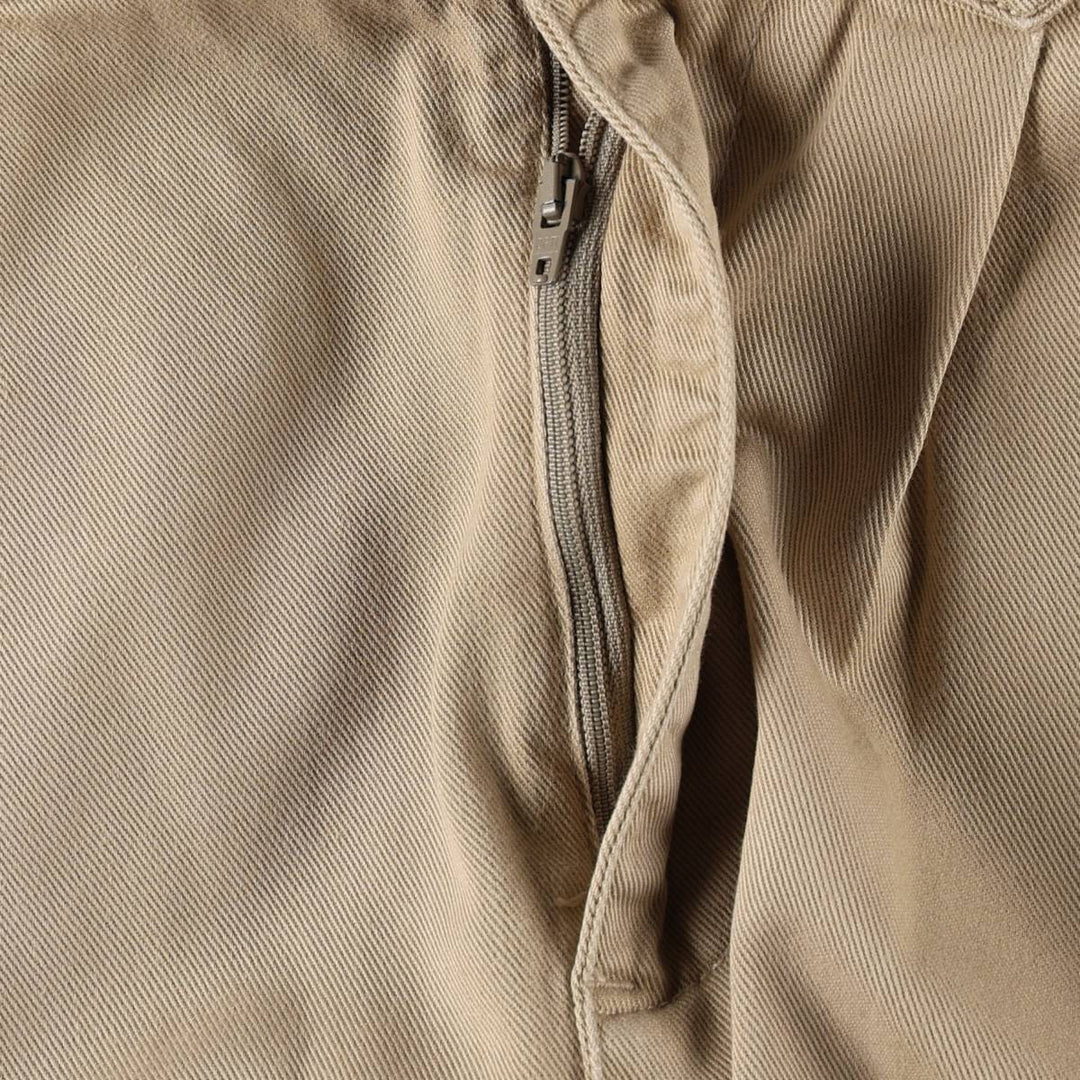 RUFF HEWN Cotton Midi-Length Two-Pleat A-Line Chino Skirt (Women's Size M) cotton Beige type Vintage Second Hand