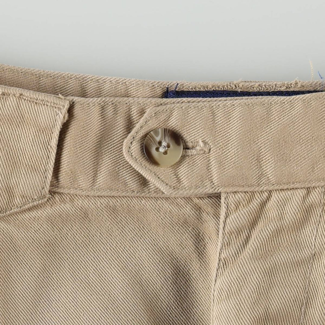 RUFF HEWN Cotton Midi-Length Two-Pleat A-Line Chino Skirt (Women's Size M) cotton Beige type Vintage Second Hand