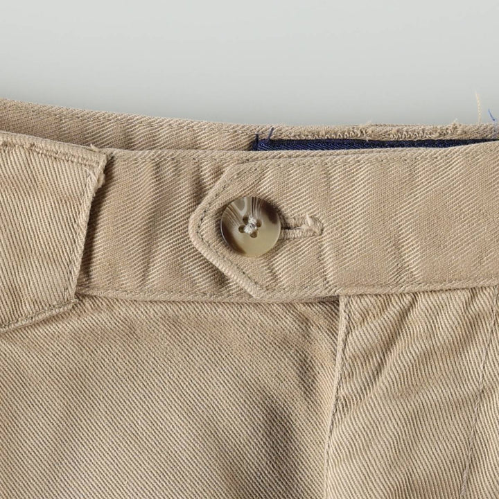 RUFF HEWN Cotton Midi-Length Two-Pleat A-Line Chino Skirt (Women's Size M) cotton Beige type Vintage Second Hand