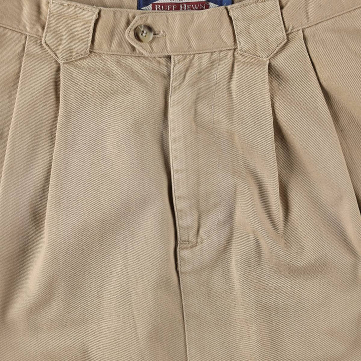 RUFF HEWN Cotton Midi-Length Two-Pleat A-Line Chino Skirt (Women's Size M) cotton Beige type Vintage Second Hand