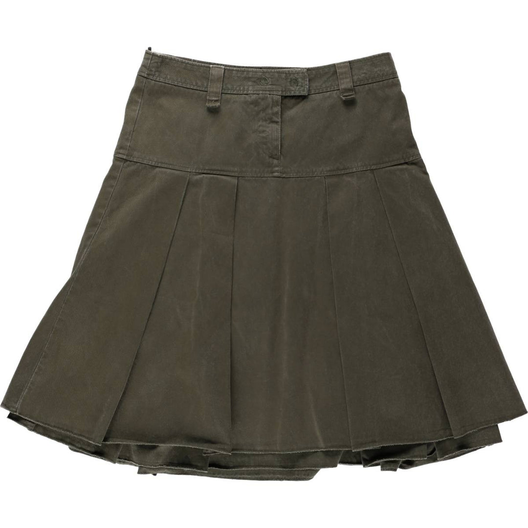 Benetton UNITED COLORS OF BENETTON Cotton Half-Length Pleated Chino Skirt, Women's Size L (approx.) unclear Khaki type Vintage Second Hand