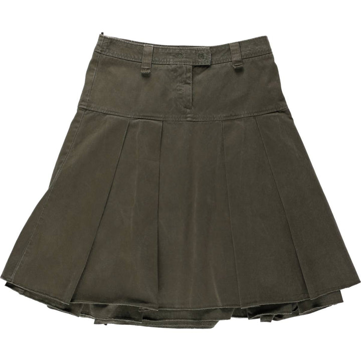 Benetton UNITED COLORS OF BENETTON Cotton Half-Length Pleated Chino Skirt, Women's Size L (approx.) unclear Khaki type Vintage Second Hand