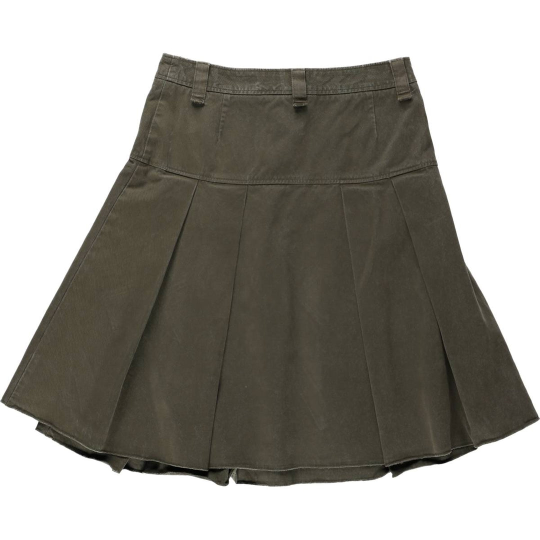 Benetton UNITED COLORS OF BENETTON Cotton Half-Length Pleated Chino Skirt, Women's Size L (approx.) unclear Khaki type Vintage Second Hand