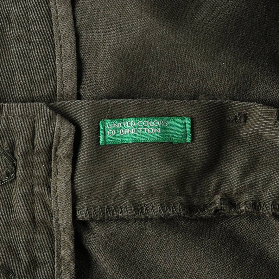 Benetton UNITED COLORS OF BENETTON Cotton Half-Length Pleated Chino Skirt, Women's Size L (approx.) unclear Khaki type Vintage Second Hand