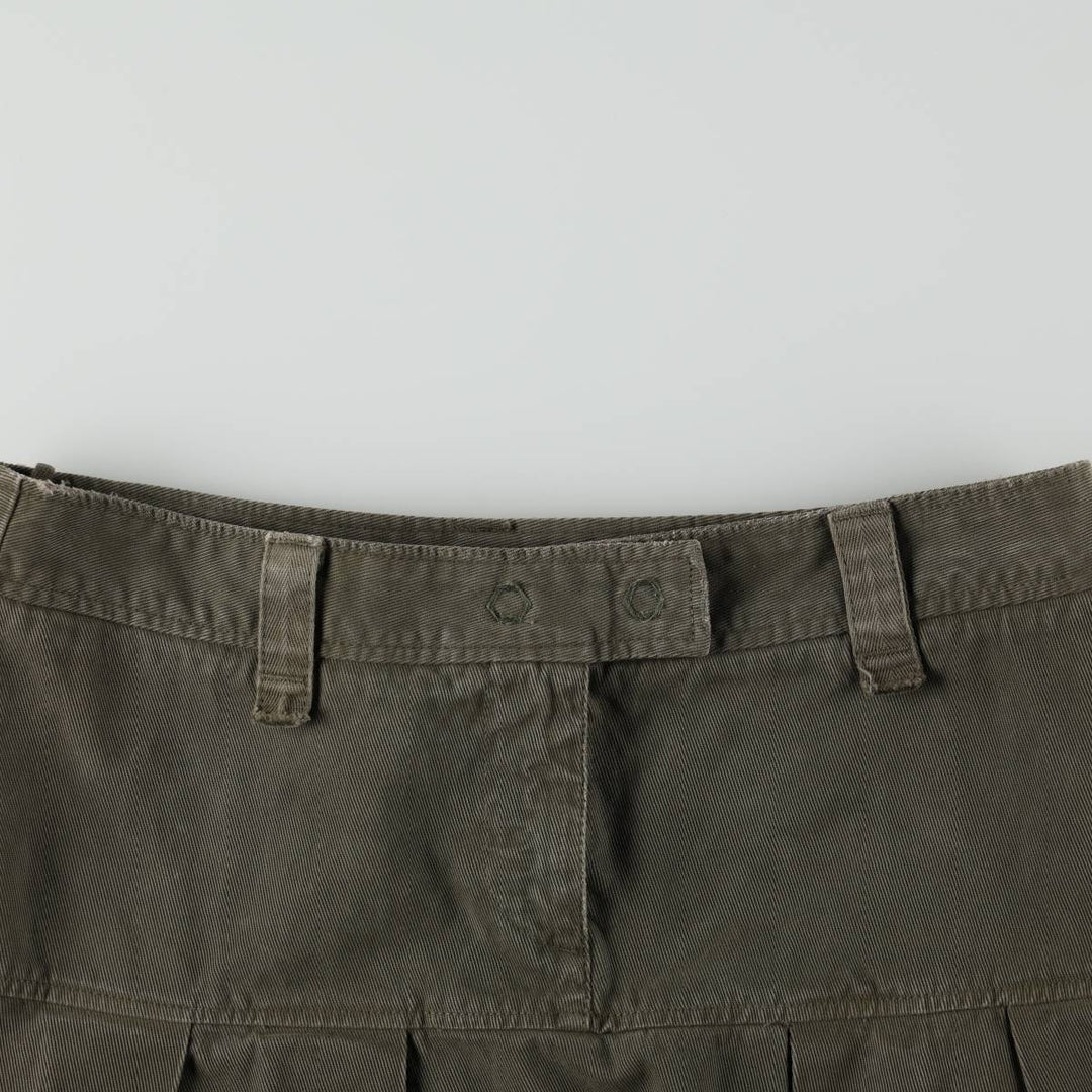 Benetton UNITED COLORS OF BENETTON Cotton Half-Length Pleated Chino Skirt, Women's Size L (approx.) unclear Khaki type Vintage Second Hand