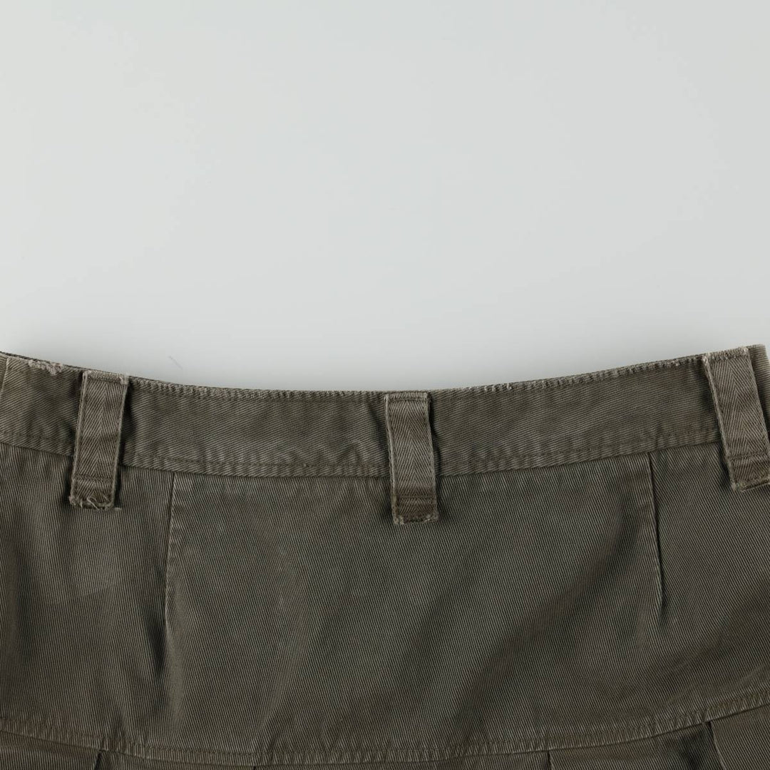 Benetton UNITED COLORS OF BENETTON Cotton Half-Length Pleated Chino Skirt, Women's Size L (approx.) unclear Khaki type Vintage Second Hand