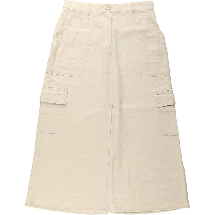 MAX STUDIO Linen x Rayon Long A-line Skirt, Women's Size L (approx.) linen unbleached Vintage Second Hand