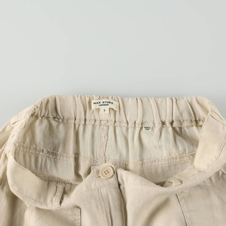 MAX STUDIO Linen x Rayon Long A-line Skirt, Women's Size L (approx.) linen unbleached Vintage Second Hand