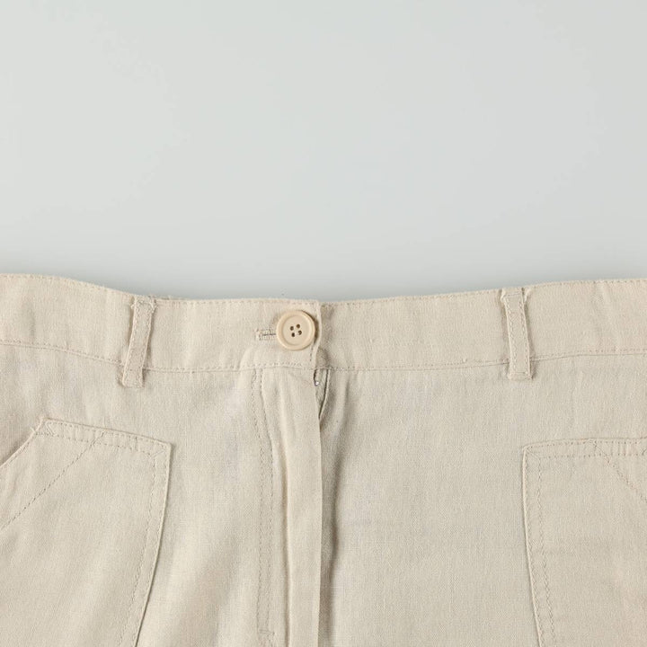 MAX STUDIO Linen x Rayon Long A-line Skirt, Women's Size L (approx.) linen unbleached Vintage Second Hand