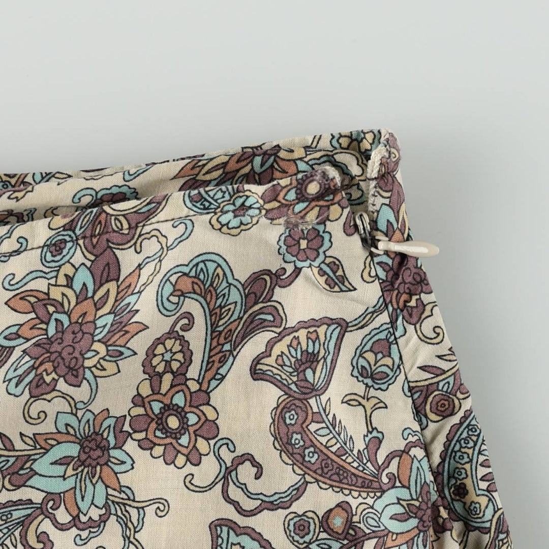 TRACY EVANS LIMITED All-over Paisley and Botanical Pattern Cotton Long Tiered Skirt (Women's Size L) cotton brown type Vintage Second Hand