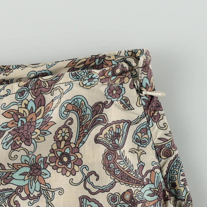 TRACY EVANS LIMITED All-over Paisley and Botanical Pattern Cotton Long Tiered Skirt (Women's Size L) cotton brown type Vintage Second Hand