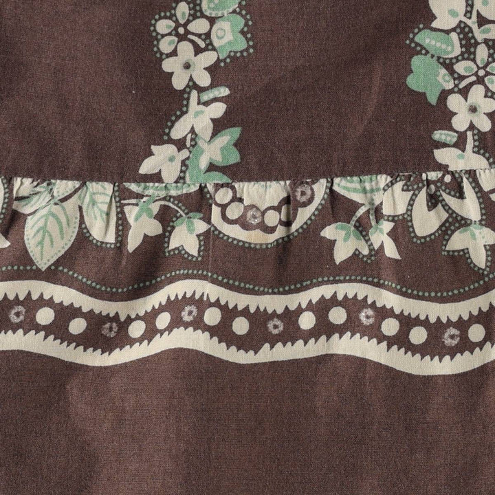 TRACY EVANS LIMITED All-over Paisley and Botanical Pattern Cotton Long Tiered Skirt (Women's Size L) cotton brown type Vintage Second Hand